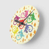 Bunte Lizards Runde Wanduhr (Winkel)