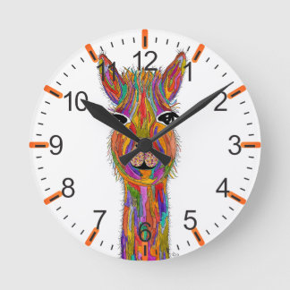 Bunte Llama-Uhr Runde Wanduhr