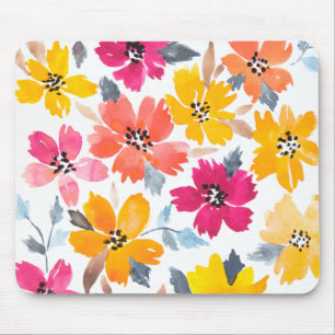 Bunte lose Blumenwatercolor-Blumen Mousepad