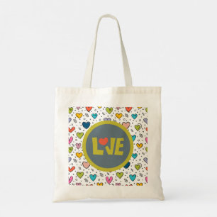 Bunte LOVE-Einkaufstasche mit Herz-Design Tragetasche