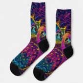 Bunte Lucky no 7 Katze Socken (Linkes Detail)