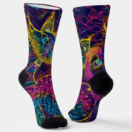 Bunte Lucky no 7 Katze Socken (Gewinkelt)
