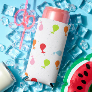 Bunte Luftballons auf weiß Selters Dosenkühler