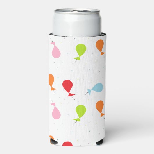 Bunte Luftballons auf weiß Selters Dosenkühler (Seltzer Vorderseite)
