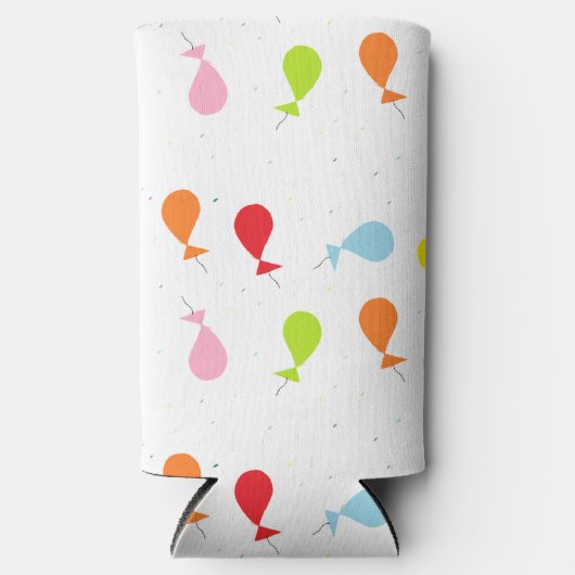 Bunte Luftballons auf weiß Selters Dosenkühler (Vorderseite)