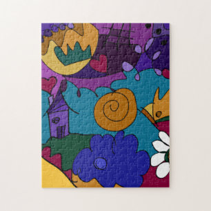 Bunte, lustige, funky Doodle-Kunst-Puzzle Puzzle
