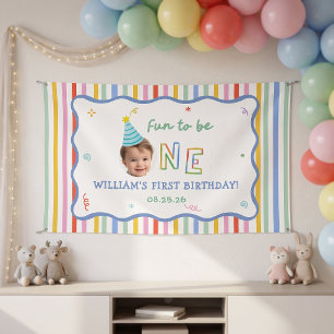 Bunte lustige gestreifte Geburtstagsfeier  Banner