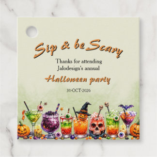 Bunte lustige gruselige Cocktails Halloween-Party Geschenkanhänger
