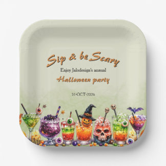 Bunte lustige gruselige Cocktails Halloween-Party Pappteller