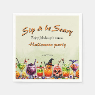 Bunte lustige gruselige Cocktails Halloween-Party Serviette