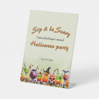 Bunte lustige gruselige Cocktails Halloween-Party Sockelschild