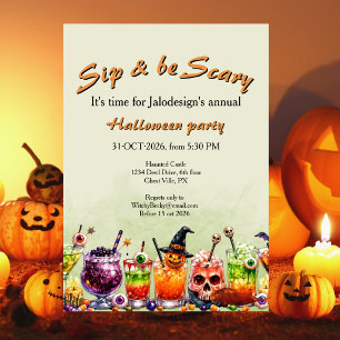 Bunte Lustige Gruselige Cocktails Trinken Hallowee Einladung