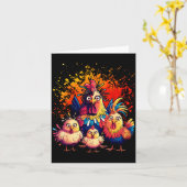 Bunte lustige Hühnerkunst  Karte (Gelbe Blume)