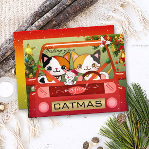 Bunte Lustige Katze Catmas Neujahrskarte Feiertagskarte