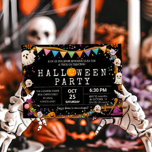 Bunte lustige Kinder-Halloween-Party Einladung