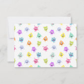 Bunte lustige kleine Monster-Geburtstagsfeier Dankeskarte (Rückseite)