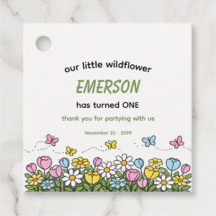 Bunte Lustige Kleine Wildblume 1. Geburtstag  Geschenkanhänger