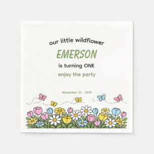 Bunte Lustige Kleine Wildblume 1. Geburtstag  Serviette