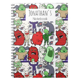 Bunte lustige Monogramm-Geister-Zeichentrick-Muste Notizblock