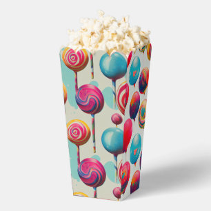 Bunte Lutscher-Popcorn Geschenkschachtel