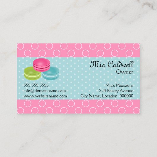 Bunte Macarons Bäckerei Visitenkarte (Rückseite)