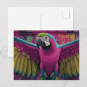 Bunte Macaw-Graffiti-Mauer mit Rosa und Gelb Postkarte (Vorne/Hinten)