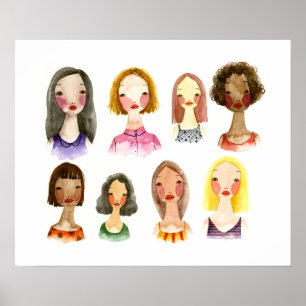 Bunte Mädchen-Kunst Poster
