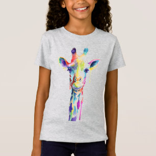 Bunte Mädchen-T-Shirts - Mehrfarbige Giraffe T-Shirt