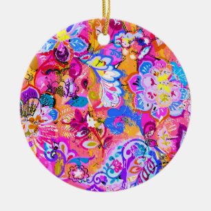 Bunte magische abstrakte Blumen Keramik Ornament