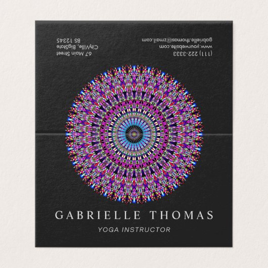 Bunte magische Mandala Visitenkarten (Außenseite Aufgefaltet)