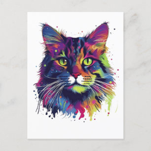 Bunte Maine-coon-Katze Postkarte