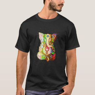 Bunte Mal-Spritzer-Meditations-Elefanten-Yoga T-Shirt