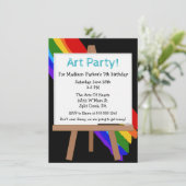 Bunte Malerei-Party Einladung (Stehend Vorderseite)