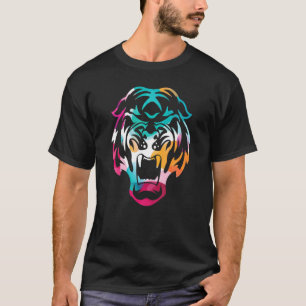 Bunte Malerei Tigerkatze Tier Tigerkopf 1 T-Shirt
