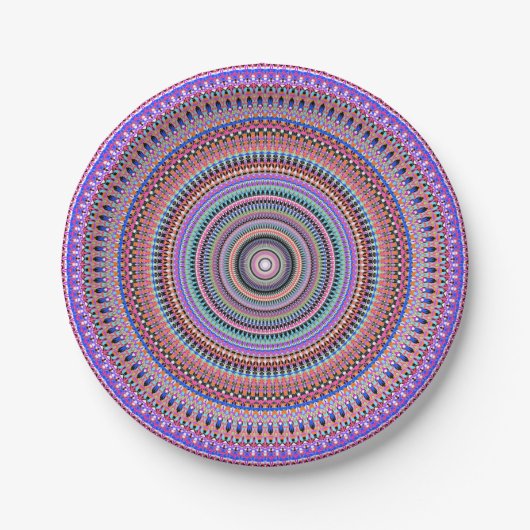 bunte Mandala-Designs Pappteller (Vorderseite)