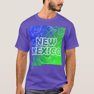 Bunte Mandala-Kunstkarte von New Mexico mit Text i T-Shirt