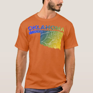 Bunte Mandala-Kunstkarte von Oklahoma mit Text in T-Shirt