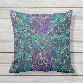 Bunte Mandala mit keltischem Herzen Kissen