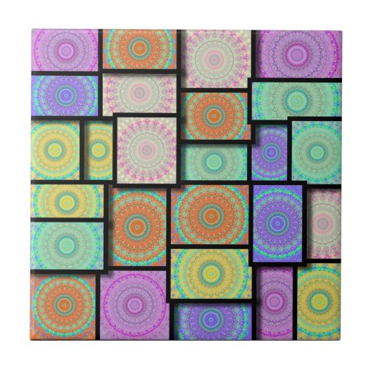 Bunte Mandala Mosiac Fliese (Vorderseite)