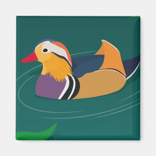 Bunte Mandarinente moderne digitale Kunst Magnet
