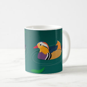 Bunte Mandarinente Moderne Kunst auf Grün Kaffeetasse