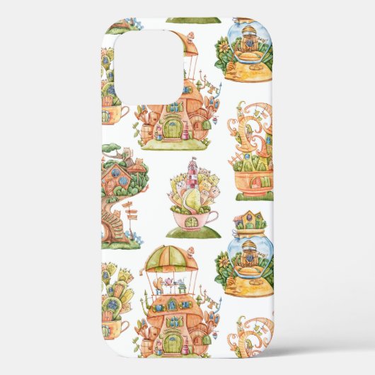 Bunte Märchenhäuser Muster Case-Mate iPhone Hülle (Rückseite)