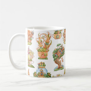 Bunte Märchenhäuser Muster Kaffeetasse