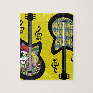 Bunte Mardi Gras Gitarren Puzzle