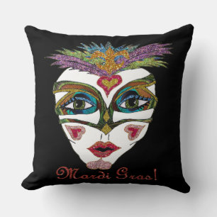 Bunte Mardi Gras Glitter Feder Maske Kissen