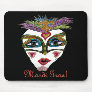 Bunte Mardi Gras Glitter Feder Maske Mousepad