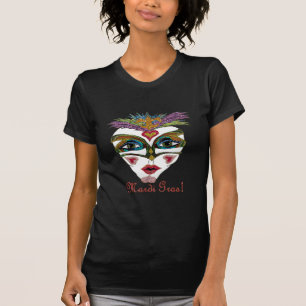 Bunte Mardi Gras Glitter Feder Maske T-Shirt