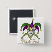 Bunte Mardi Gras Narrenmaske Button (Vorne & Hinten)