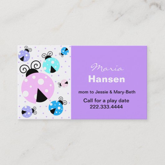 Bunte Marienkäfer-Mama-Karte Telefonnummerkarte (Vorderseite)