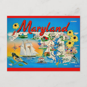 Bunte Maryland-Karte als Postkarte